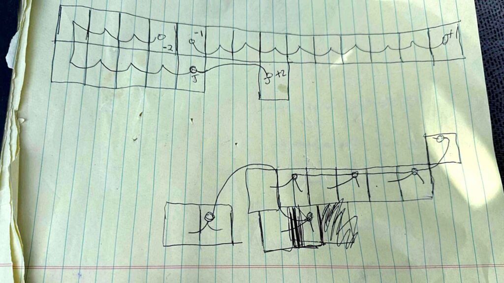 Hand‑drawn wiring diagram showing an existing solar panel string at the top, additional new panels branching off via a newly installed breaker, and how the mix ties back into the home’s solar circuit.